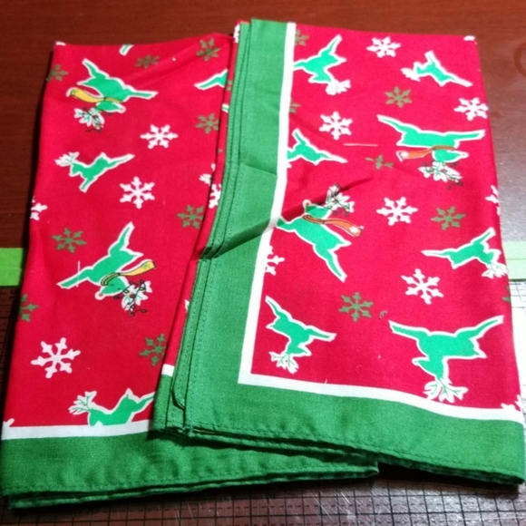 Reindeer Handkerchief 22" Square Set of 2 - Picture 1 of 1